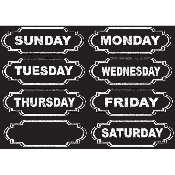 Ashley Productions Die-Cut Chalkboard Days of the Week Magnets, PK48 19002